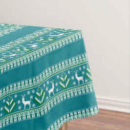 Winter Teal en Groen Kerstmis Fair Isle Tafelkleed