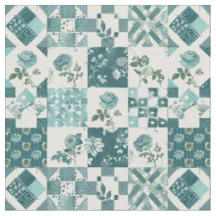 Winter Tealblauwe Patchwork Vintage Dekbed Stof
