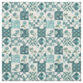 Winter Tealblauwe Patchwork Vintage Dekbed Stof (Swatch)