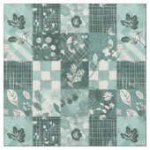 Winter Tealblauwe Patchwork Vintage Dekbed Stof (Close Up)