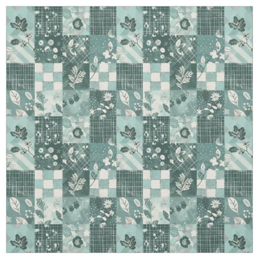 Winter Tealblauwe Patchwork Vintage Dekbed Stof (Swatch)