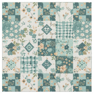 Winter Tealblauwe Patchwork Vintage Dekbed Stof
