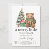 Winter Teddy Bear Baby shower Kaart (Voorkant)
