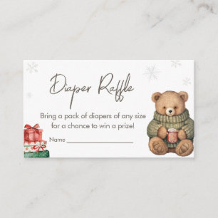 Winter Teddy Bear Baby shower Luier Raffle Informatiekaartje