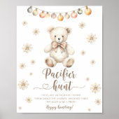 Winter Teddy Bear Baby shower Pacifier jacht spel Poster (Voorkant)