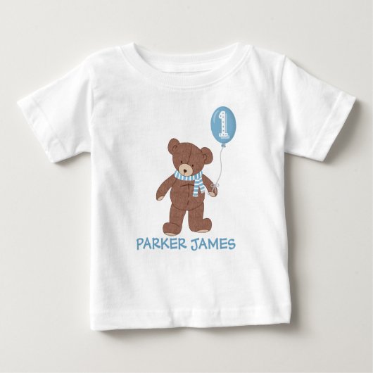 Winter Teddy Bear Balloon 1e Verjaardag Shirt (Voorkant)