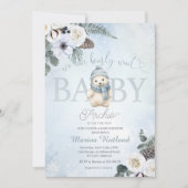 Winter Teddy Bear Boy Baby shower Kaart (Voorkant)
