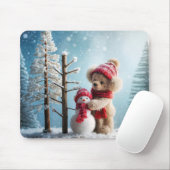 Winter Teddy Bear en Sneeuwman Muismat (Met muis)