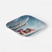 Winter Teddy Bear en Sneeuwman Papieren Bordje (Gebogen)