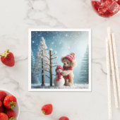 Winter Teddy Bear en Sneeuwman Servet (Insitu)