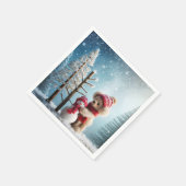 Winter Teddy Bear en Sneeuwman Servet (Hoek)