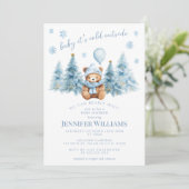 Winter Teddy Bear Pine Snowflakes Baby Meisje Douc Kaart (Staand voorkant)