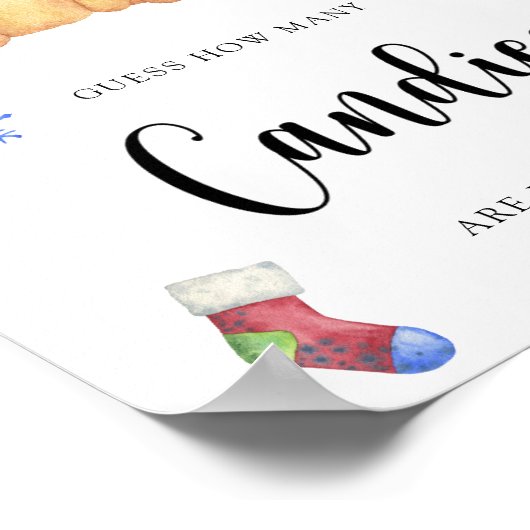 Winter Teddy Bear - raad hoeveel snoepjes Poster (Hoek)