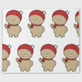 Winter Teddy Bear Wrapping Paper Cadeaupapier (Vlak)