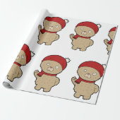 Winter Teddy Bear Wrapping Paper Cadeaupapier (Uitgerold)