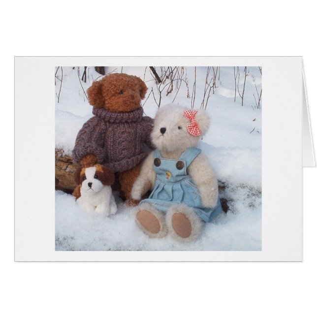 Winter Teddy Couple met puppy (Voorkant Horizontaal)