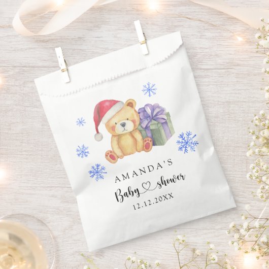 Winter teddybeer Baby shower Bedankzakje (Geknipt)