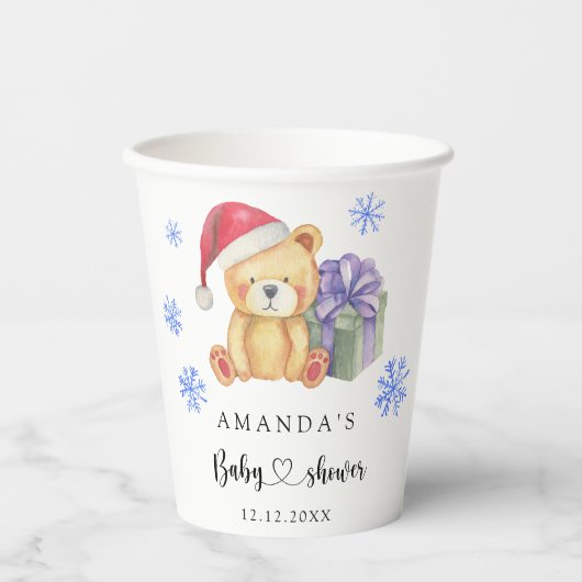Winter teddybeer Baby shower Papieren Bekers (Voorkant)