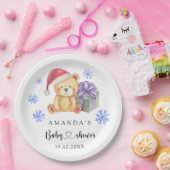 Winter teddybeer Baby shower Papieren Bordje (Feest)
