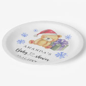 Winter teddybeer Baby shower Papieren Bordje (Gekanteld)