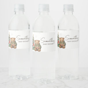 Winter Teddybeer Baby shower Waterfles Etiket