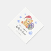 Winter teddybeer babyborrel servet (Hoek)