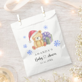 Winter teddybeer babyshower bedankzakje