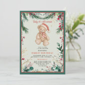 Winter Teddybeer Babyshower Kaart (Staand voorkant)