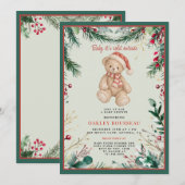 Winter Teddybeer Babyshower Kaart (Voorkant / Achterkant)