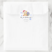 Winter teddybeer babyshower ronde sticker (Tas)