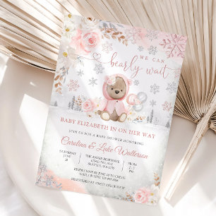 Winter Teddybeer Babyshower Uitnodiging