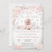 Winter Teddybeer Babyshower Uitnodiging (Voorkant)