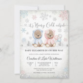 Winter Teddybeer Babyshower Uitnodiging (Voorkant)