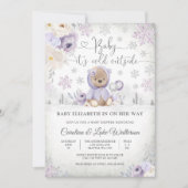 Winter Teddybeer Babyshower Uitnodiging (Voorkant)