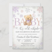 Winter Teddybeer Babyshower Uitnodiging (Voorkant)