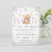 Winter Teddybeer Babyshower Uitnodiging (Staand voorkant)