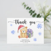 Winter teddybeer - dank je bedankkaart (Staand voorkant)