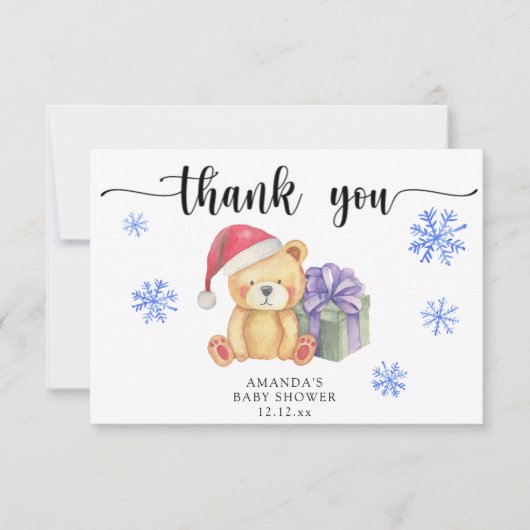 Winter teddybeer - dank u bedankkaart (Voorkant)