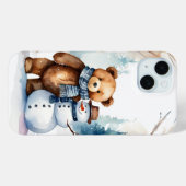 Winter Teddybeer en sneeuwman Case-Mate iPhone Case (Achterkant (horizontaal))