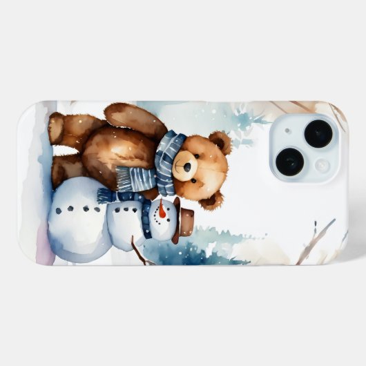 Winter Teddybeer en sneeuwman Case-Mate iPhone Case (Achterkant (horizontaal))