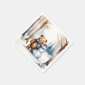 Winter Teddybeer en sneeuwman Servet (Hoek)