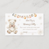 Winter teddybeer hoe groot is mama's buik informatiekaartje (Voorkant)