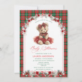 Winter Teddybeer  Luxe Baby shower Kaart (Voorkant)