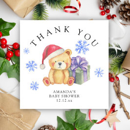 Winter teddybeer met kerstcadeau - dank je kaart