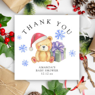 Winter teddybeer met kerstcadeau - dank je kaart