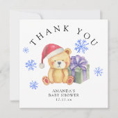 Winter teddybeer met xmas cadeau - dank u kaart (Voorkant)