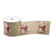 Winter teddybeer op polka dots satijnen lint (Spoel)