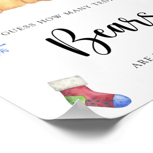 Winter teddybeer - raad eens hoeveel teddyberen poster (Hoek)