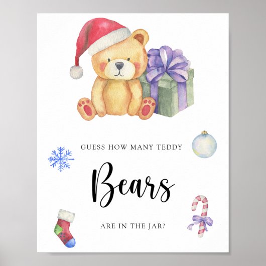 Winter teddybeer - raad hoeveel teddyberen poster (Voorkant)