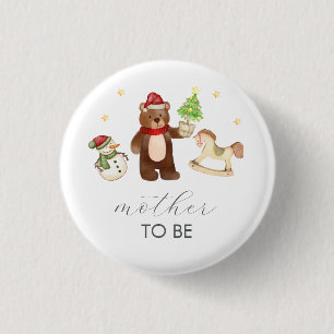Winter Teddybeer Sneeuwman Moeder Worden Baby Borr Ronde Button 3,2 Cm